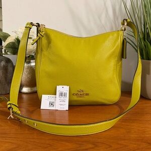 Coach C1648 Ellie File Bag Im/Chartreuse Pebbled Leather Crossbody Bag